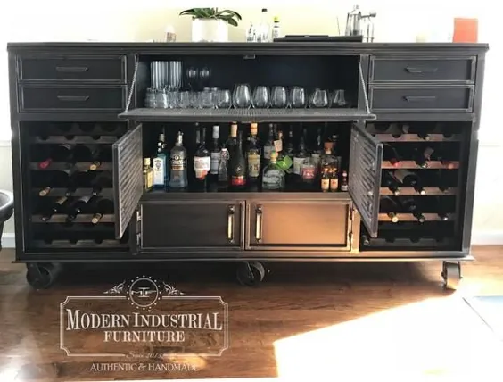 کابینت نوشیدنی مدرن صنعتی مشروبات الکلی Credenza Bar Storage | اتسی