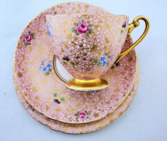 SHELLEY ROSE PANSY ME CHINTZ TEA CUP and SAUCER TRIO را فراموش کنید