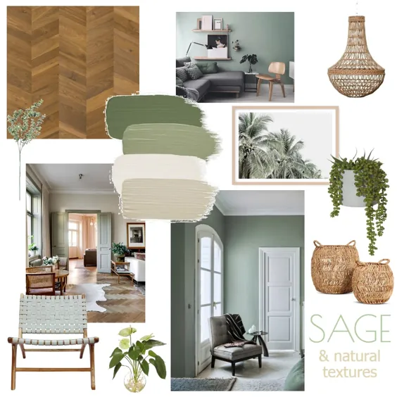 Sage and Natural Textures Interior Design Mood Board توسط Taylah O'Brien