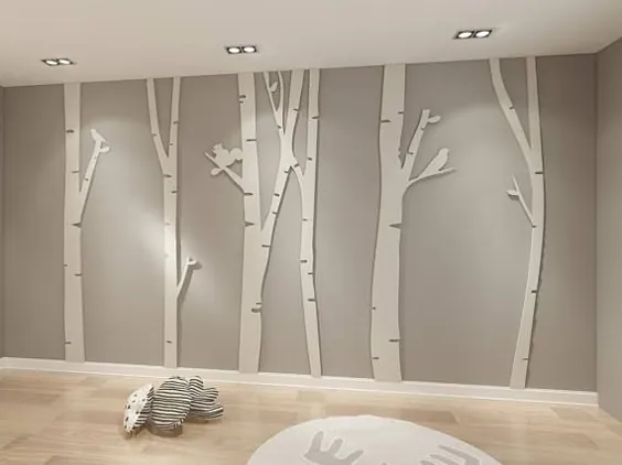 Birke، Birke Stück، 3D، Dekorative Birke، Birken-Holz Dekor، Baum Ast Hochzeit، Dekoration، Wall Art، Wanddeko، Wanddekoration - SKU: BTR3D