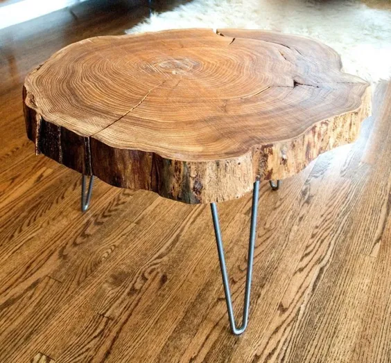 میز قهوه ساخته شده از تنه درخت مجموعه سفارشی ساخته شده طبیعی لبه گرد دال سمت تا ...