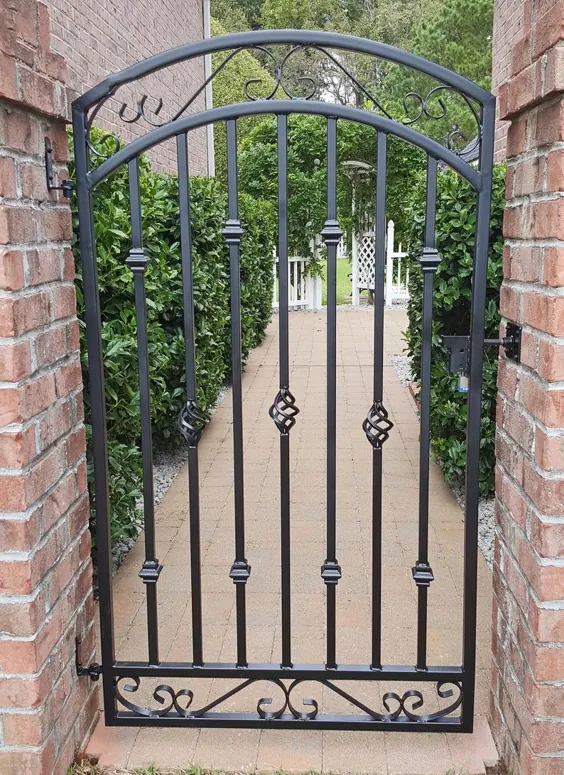 دروازه ورودی بزرگ فلزی - سبک آنتیک سفارشی 36 "w x 60" t Donovan فرفورژه دروازه - ورودی باغ و حیاط