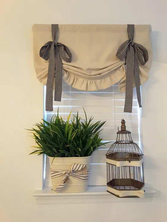 Natural Tie Up Valance Farmhouse Valance آشپزخانه Valance | اتسی