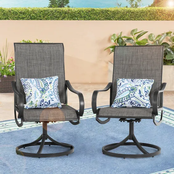 صندلی های ناهار خوری در فضای باز MF Studio صندلی های چرخشی پاسیو پارچه نساجی قابل تنفس مبلمان پاسیو مدرن مناسب برای - Walmart.com