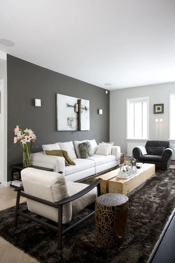 Die graue Wandfarbe im Wohnzimmer –Top Trend برای 2015