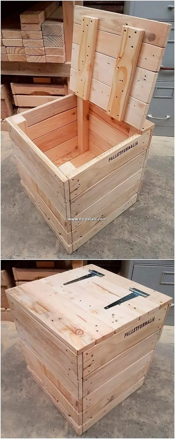 این پالت چوبی پروژه جعبه ذخیره سازی را به شما نشان می دهد که is #WoodWorking - Pallet Ideas