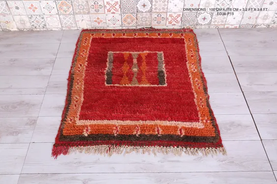 فرش بربر پرنعمت 3.2 FT X 3.8 FT فرش قرمز مراکشی کوچک |  اتسی