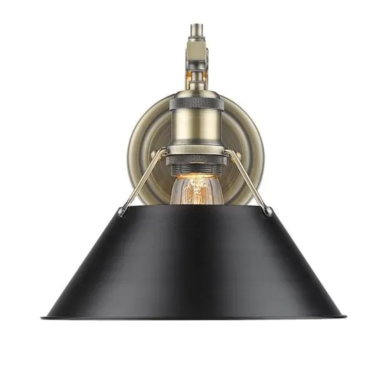 Golden Lighting Orwell 10-W W 1-Light brassged with Black Shade Wall Wall Sconce Lowes.com