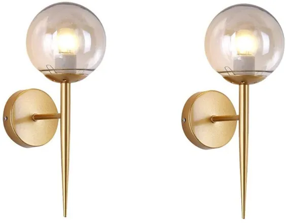 چراغ دیواری کنار تخت BOKT Globe چراغ دیواری حمام Vanity Light Fixture Wall Sconce Light Light (لامپ کهربا ، 2 بسته)