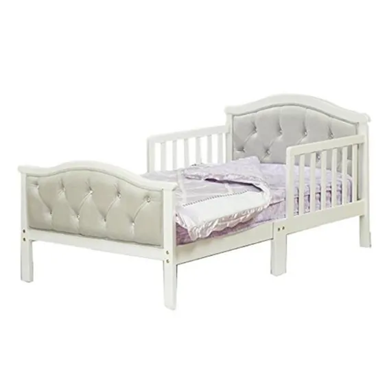 تخت کودک نوپای Orbelle Upholstered ، سفید و دارای ریل های تختخواب - Walmart.com