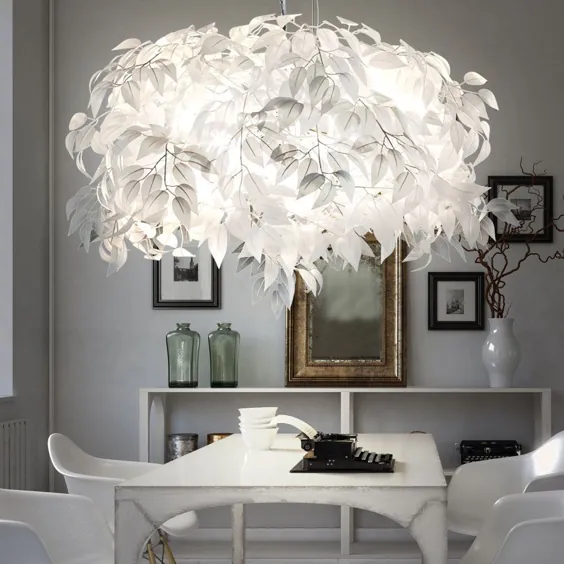 LED Blätter Design Pendel Leuchte Wohn Ess Zimmer Äste Decken Hänge Lampe weiß |  eBay