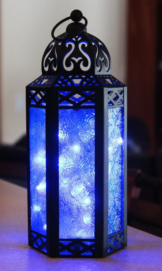 فانوس شمع سبک مراکشی با چراغ های LED ، متوسط ​​، شیشه آبی - Walmart.com