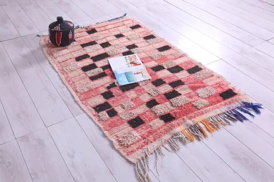 فرش گره ای دستی Checker berber فرش 3.5 FT X 5.7 FT | اتسی