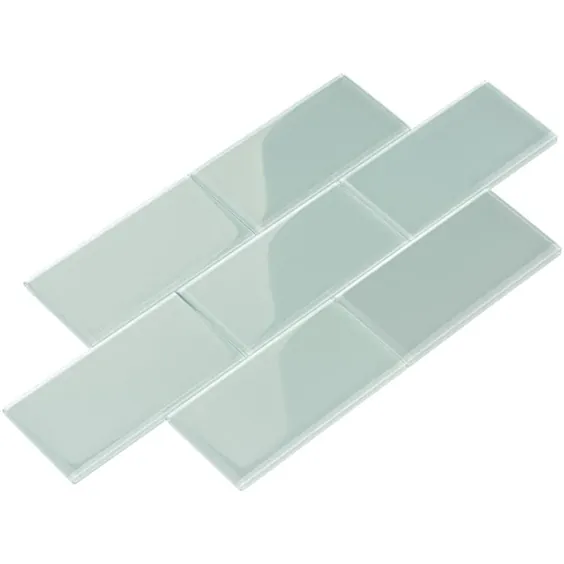 کاشی مترو شیشه ای Giorbello 3x6 40-Pack Baby Blue 3 in x 6-in Glossy Glass Metro Wall Tile Walles Lowes.com