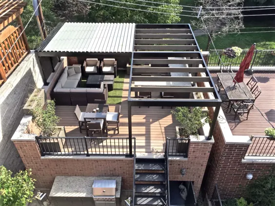 عرشه پشت بام با امکانات رفاهی - شیکاگو - عرشه سقف ، آلاچیق و فضای زندگی در فضای باز
