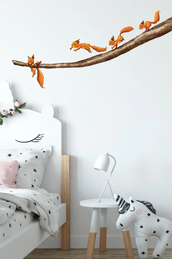 Wandtattoo Wald Babyzimmer - Einhörnchen ، جشنواره را متوقف کنید!