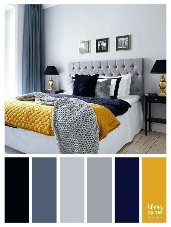 طرح های رنگی اتاق خواب آبی خاکستری