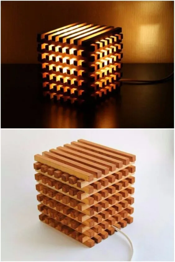 مکعب چراغ خواب چوبی - چراغ های iD