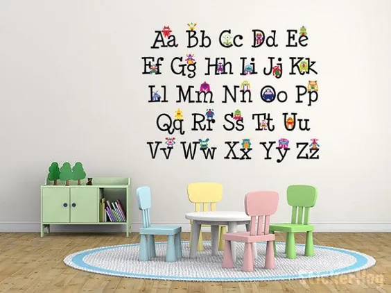 کلاس درس مدرسه دخترانه و پسرانه Decals of Alphabet Monsters |  اتسی