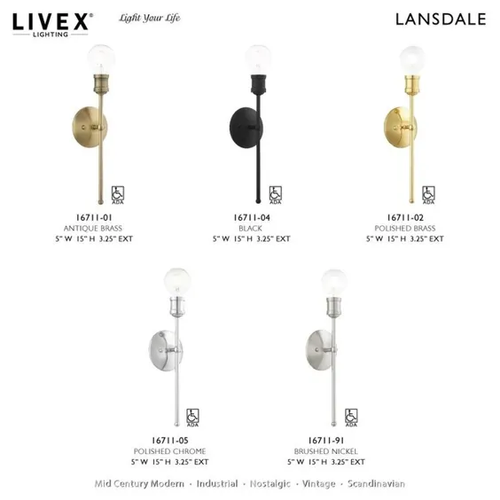 Livex Lighting Lansdale 5-W W 1-Light Brass Antique Modern / Conton Wall Sconce Lowes.com