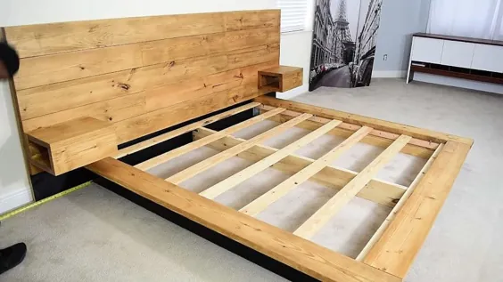 تختخواب سکوی DIY با پایه های شناور شب