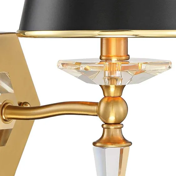 دیوارکوب کریستال منهتن 13 "High Black and Brass - # 78N10 | Lamps Plus