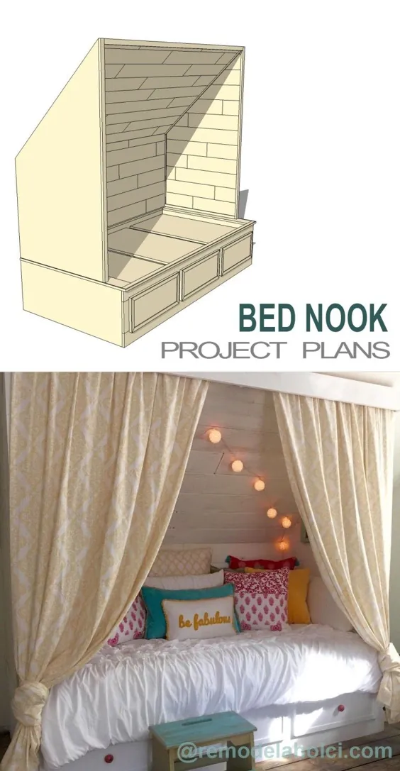 گوشه تختخواب داخلی زیبا با کشوهای ذخیره سازی