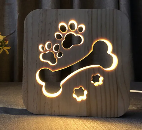چراغ های LED LED منبت کاری شده روی چوب - استخوان سگ