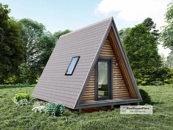 14x18 یک طرح کابین قاب ، طرح های ساختمانی دو طبقه مثلثی شکل خانه کوچک