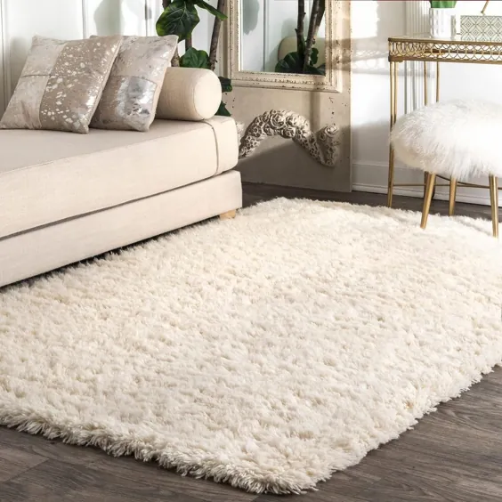 فرش دستباف نرم و مخمل خواب دار عاجی NuLOOM نیوزیلند / پشم هند (5 "x 8") ، سفید