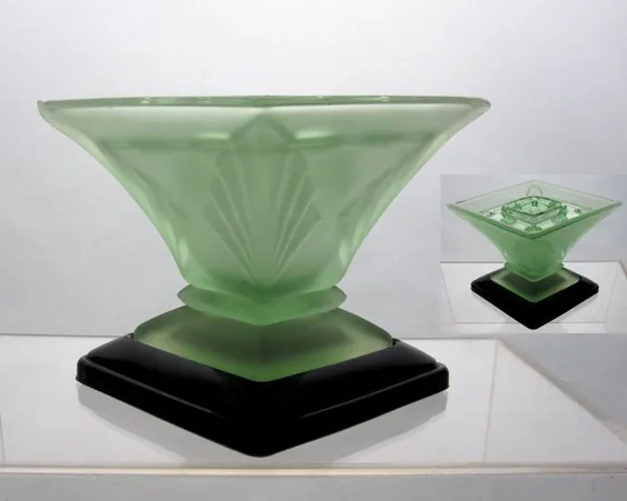 گلدان شیشه ای هنری دکو Bagley 'Spinette' با |  اتسی