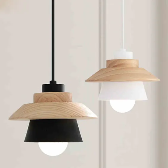 30.59 US $ 49 تخفیف | Nordic Decor Anhänger Lichter Suspension Leuchte، E27 Aluminium Holz Anhänger Lampe Moderne Leuchten Schwarz Weiß | لامپ 53 | سوکت لامپ چراغ h7lamp - AliExpress