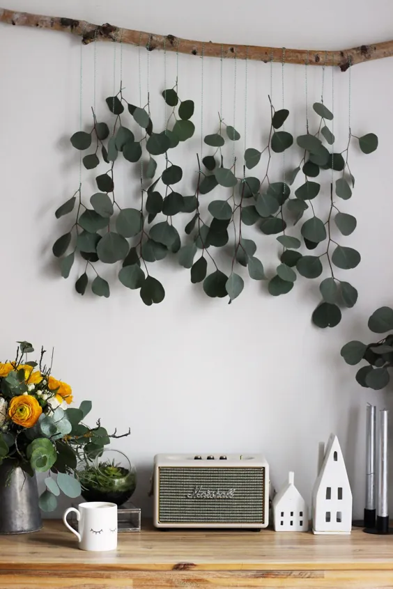 زندگی + DIY |  Dekorationsidee zum Selbermachen: Eukalyptus-Vorhang fürs Wohnzimmer