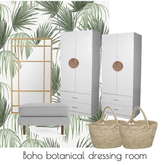 تابلوی خلق و خوی طراحی داخلی اتاق رختکن گیاه بوهو توسط sarahsnowchic
