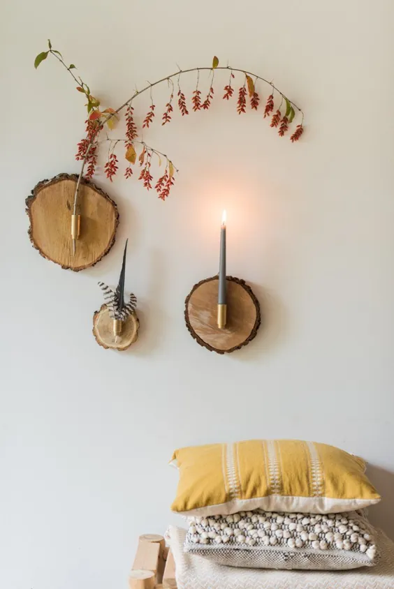 DIY - تزئین دیوار پاییزی ساخته شده از برش های درختان - Leelah Loves