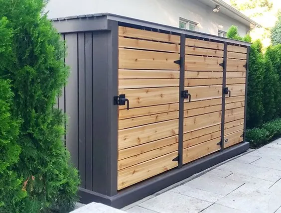 سایبان های ذخیره سازی زیبا برای سطل های زباله ، سطل های بازیافت ، دوچرخه و سوله های باغ
