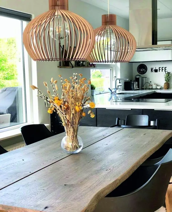 KWUD moderne skandinavischen Stil Deckenhalterung Holz Anhänger Beleuchtung Lampe Schatten mit E26 / 27 Basis