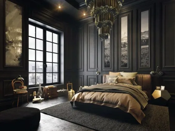 50 ایده برتر برای طراحی اتاق خواب سیاه - دیوارهای داخلی تیره