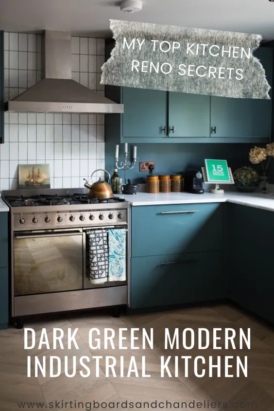 آشپزخانه صنعتی مدرن سبز تیره - اسرار نحوه ایجاد آشپزخانه رویایی ام - دونا فورد
