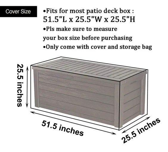 پوشش جعبه عرشه پاسیو ، پوشش جعبه ذخیره سازی در فضای باز ضد آب برای محافظت از جعبه های بزرگ عرشه در برابر باران ، برف ، باد ، گرد و غبار سنگین پوشش جعبه عرشه در فضای باز با دسته های طناب کشی