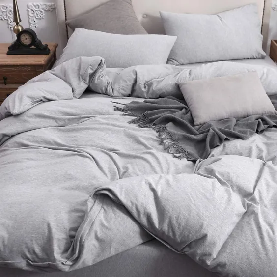 روتختی PURE ERA Duvet Cover - تختخواب خانگی پنبه ای گره ای فوق العاده نرم Heather Jersey ، اندازه ملکه صورتی یکنواخت ، 1 روکش راحتی و 2 شمش بالش - Walmart.com