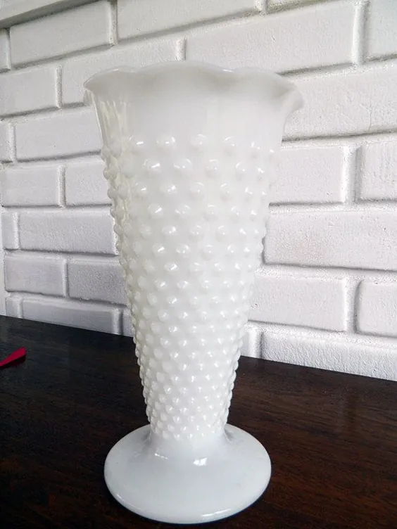 گلدان شیشه ای شیشه شیرین و سرخدار گلدان شیپوری گلدان سفید دست انداز |  اتسی