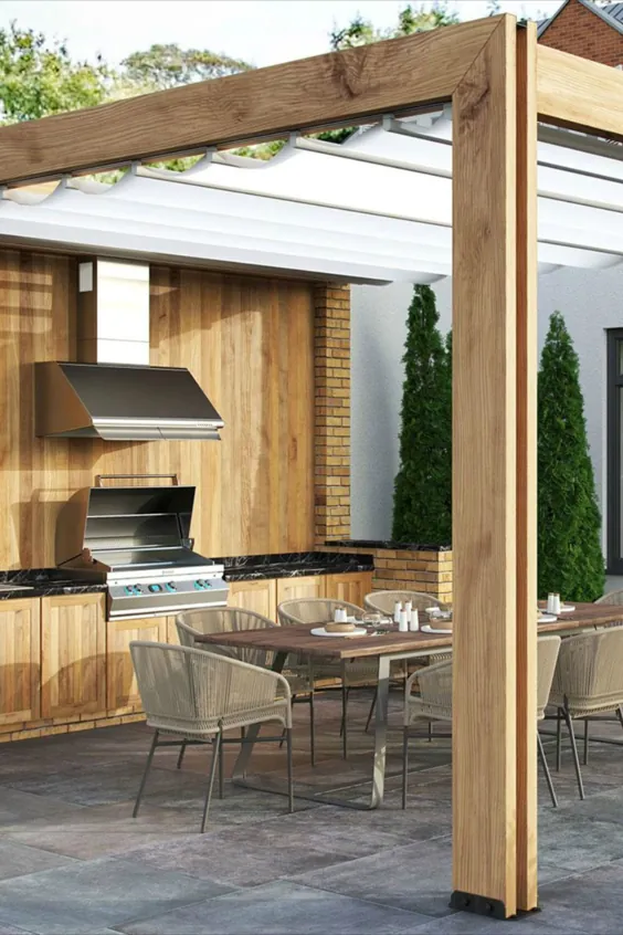 ایده طراحی شیک آشپزخانه در فضای باز شیک