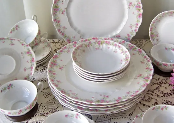 Vintage Dinnerware Setting Set for Six Carl Tielsch Pink | اتسی