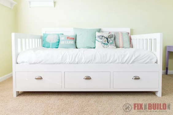تختخواب روزانه با کشوهای ذخیره سازی (تخت اندازه دوقلو) |  FixThisBuildThat