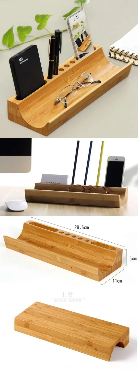 Bamboo Wooden Desktop Organizer
