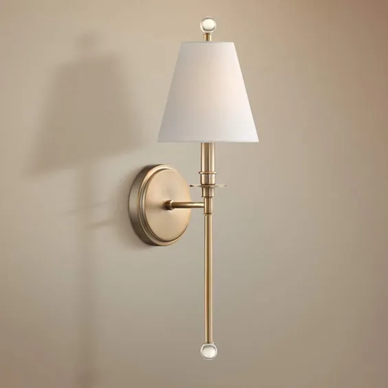 Crystorama Riverdale 14 1/2 "High Aged Brass Wall Sconce - # 55V16 | Lamps Plus