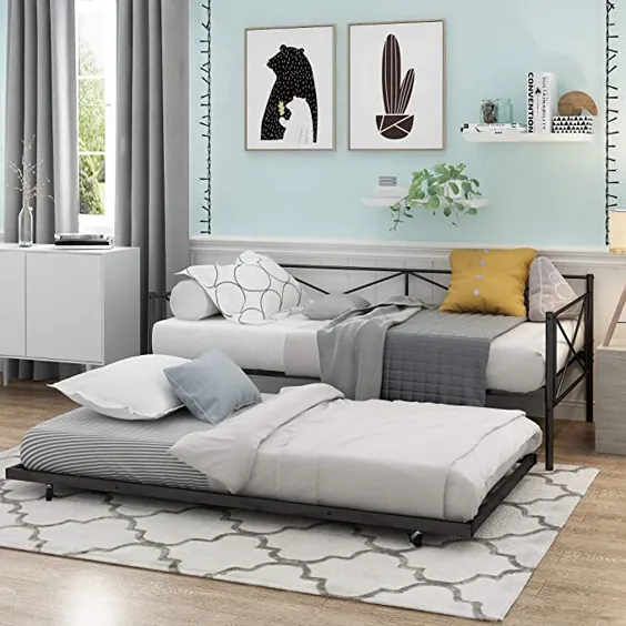 Furinno Angeland Carca Metal Daybed ، دوقلو ، سیاه