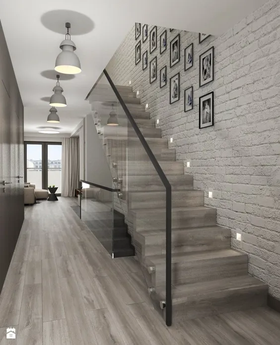 Projekt wnętrz mieszkania - Małe wąskie schody jednobiegowwerawniane، styl nowoczesny - zdjęcie od ARCHISSIMA