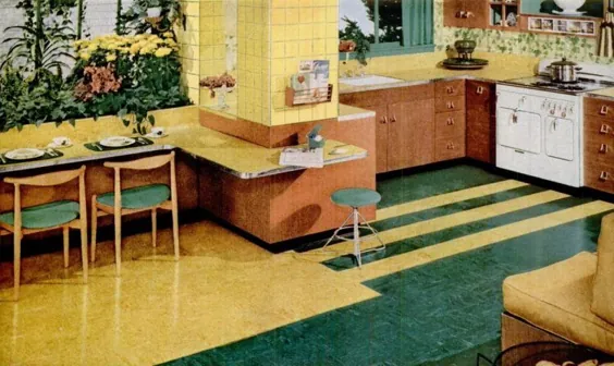 31 آشپزخانه زرد یکپارچه از گذشته: دکوراسیون منزل آفتابی در اواسط قرن